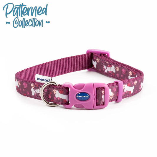 Patterned Collection Collar : Purple Bones